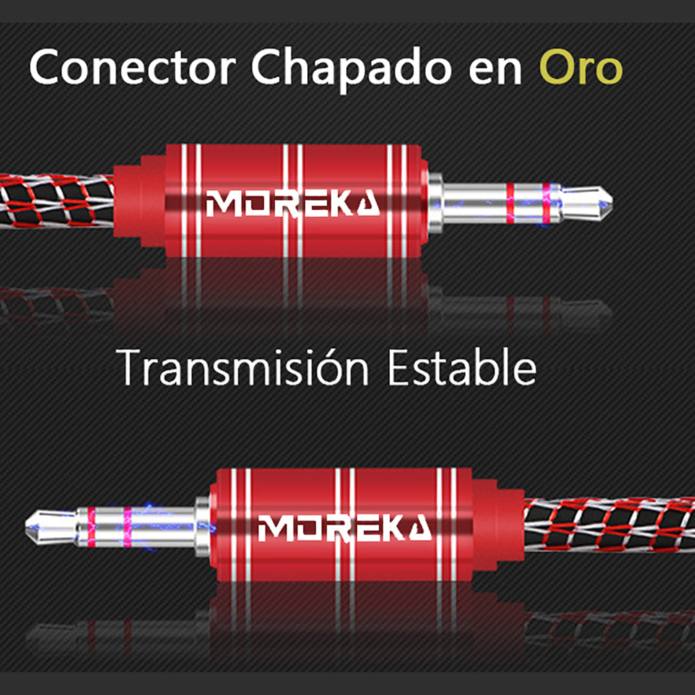 Cable De Audio, Moreka AU-03, Auxiliar 3.5, 1500mm, Reforzado