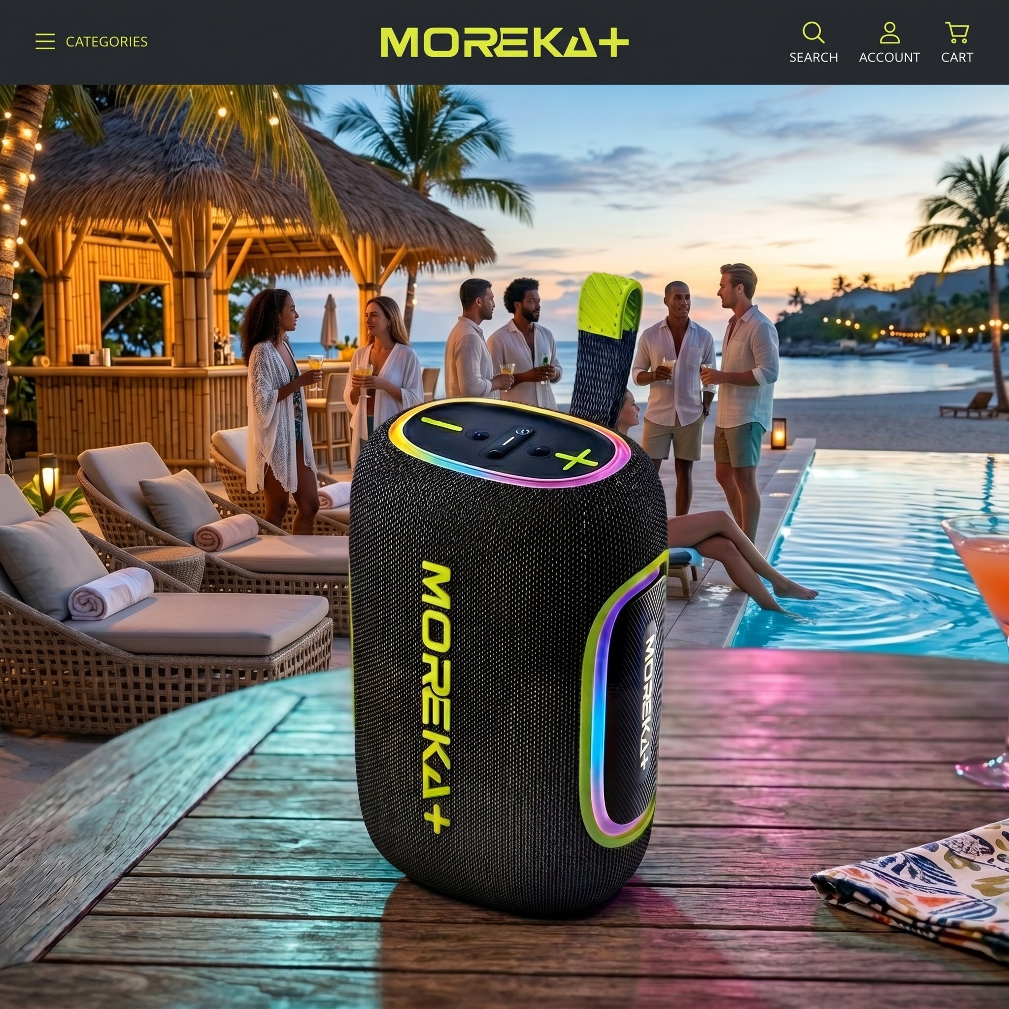 Bocina Moreka+ A22 65W 8800mAh Bluetooth, TF Card, Radio FM, USB Contra Agua IPX6