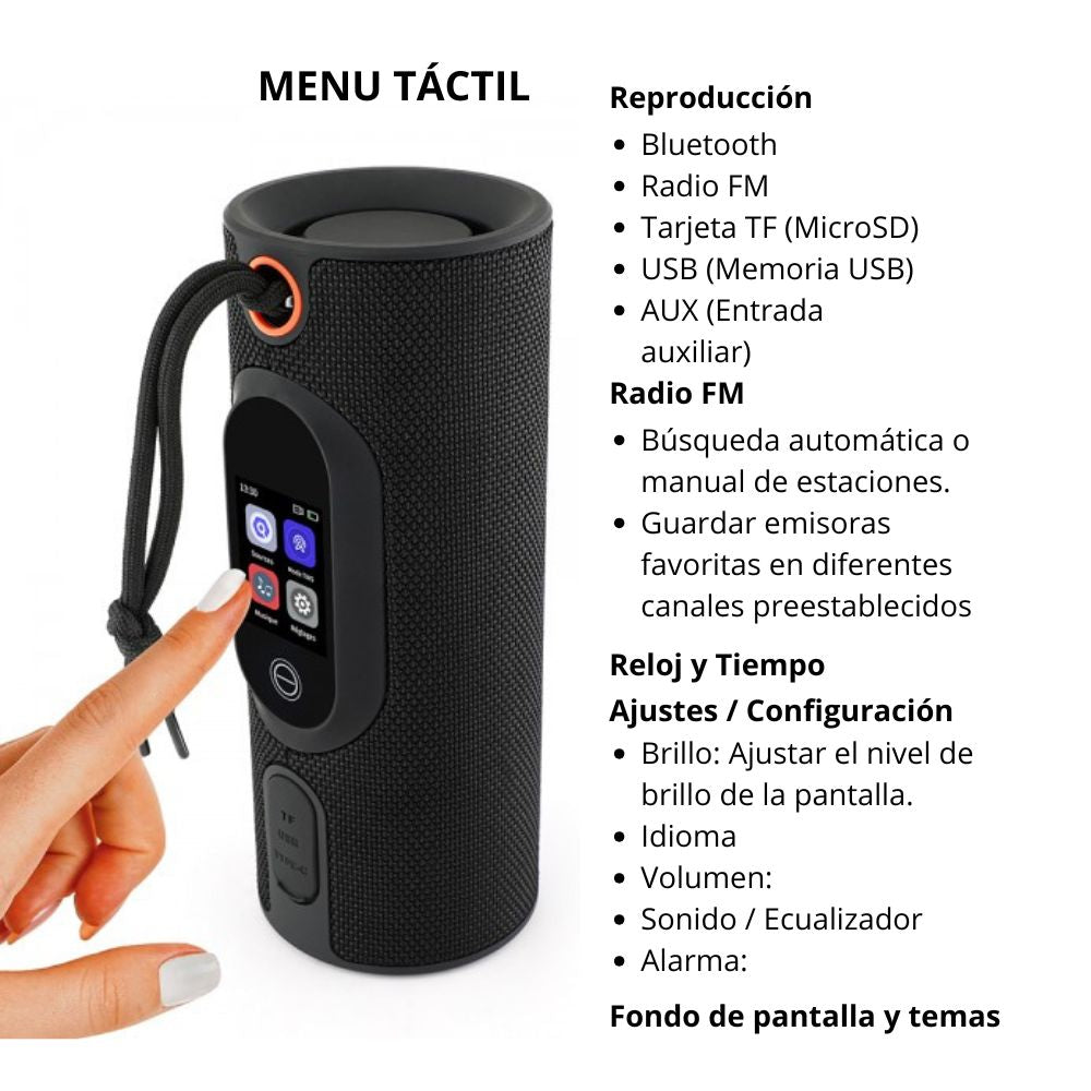 Bocina Moreka A46 Pantalla Táctil LCD multifunción 30W 3600mAh 10hrs de bateria IPX6