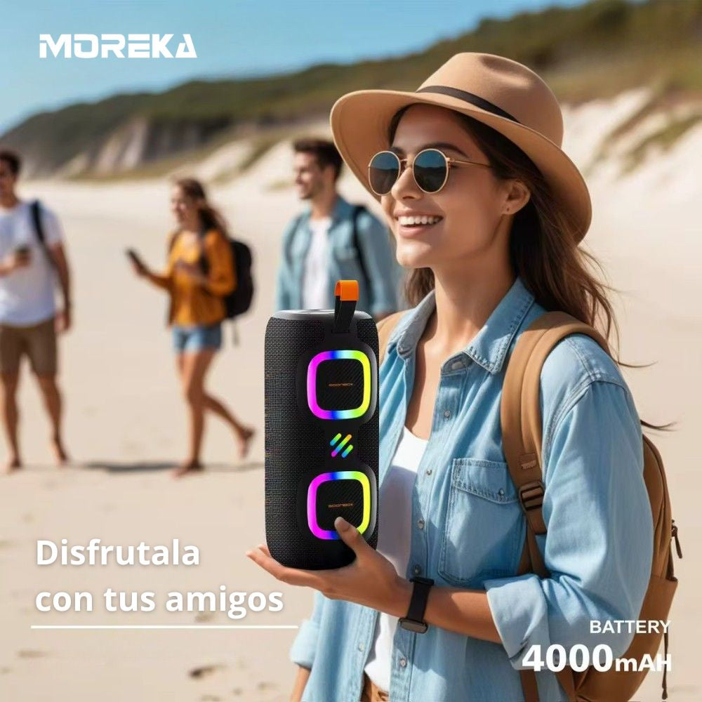 Bocina Moreka A48 50W 25W+25W 4000mAh 6hrs de bateria Bluetooth IPX6