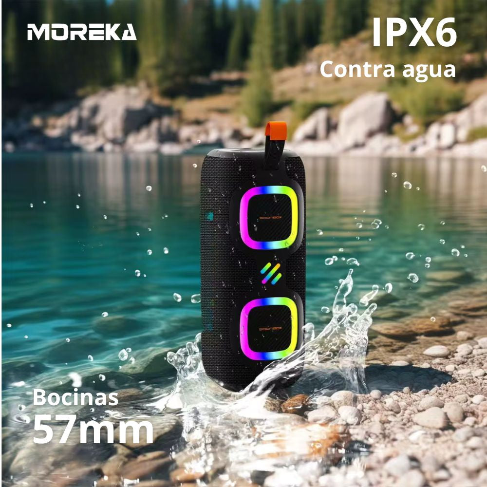 Bocina Moreka A48 50W 25W+25W 4000mAh 6hrs de bateria Bluetooth IPX6