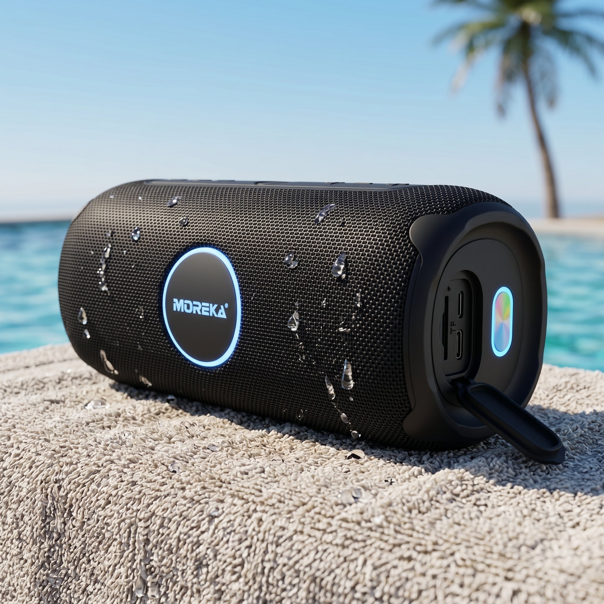 Bocina Moreka A62 50W IPX5 Resistente al Agua con Graves Extra y TWS Estéreo
