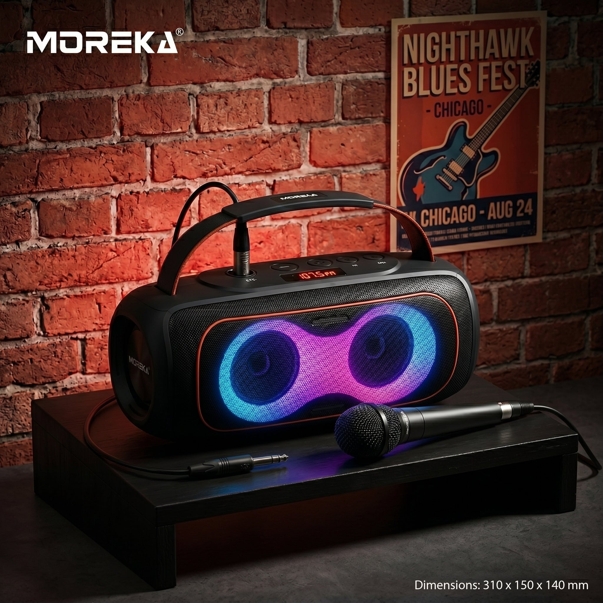 Altavoz portátil MÁSK A63 70W estéreo con Bluetooth 5.3 batería de larga duración y luces RGB