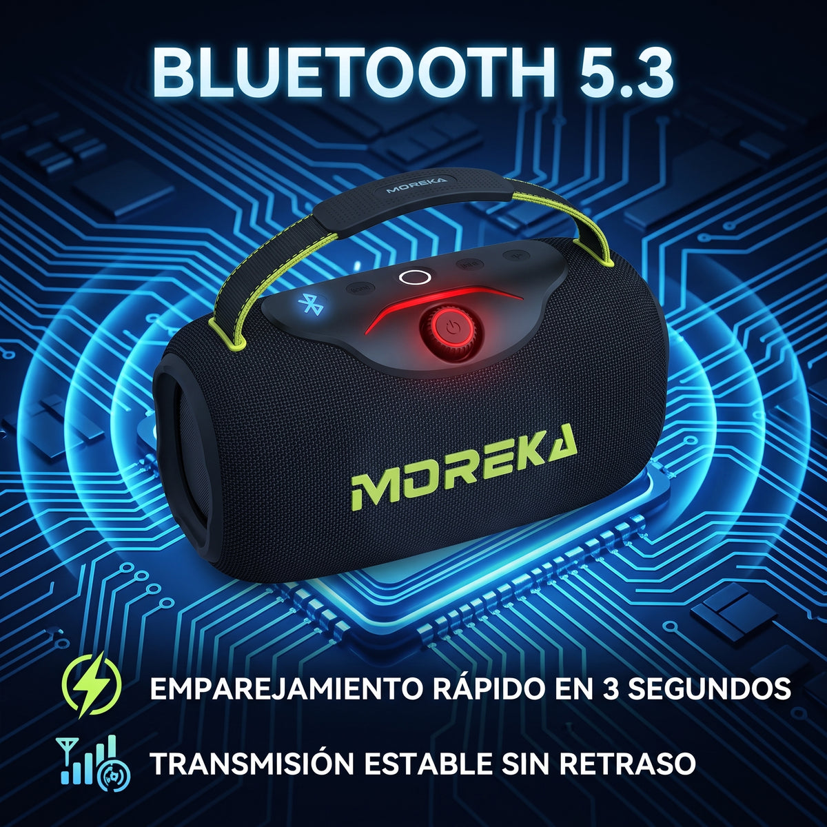 Bocina Inalámbrica Moreka A64 60W Bluetooth 5.3 Batería 8000mAh Luz RGB