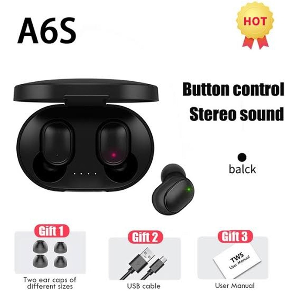 Audífonos Bluetooth AS6  batería  45 mAh / Estuche: 280 mAh contra agua IPX4