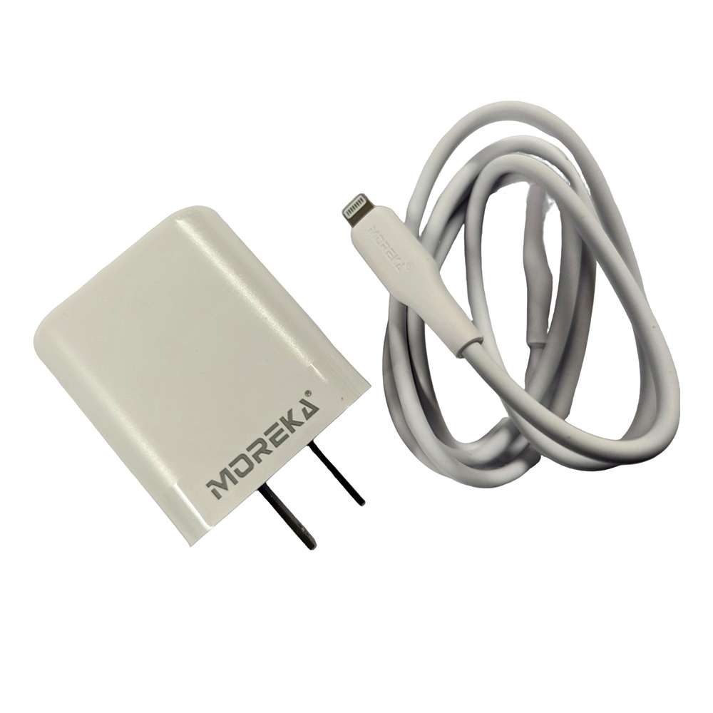 Cargador 40W Moreka AC111 2 puertos PD20W y QC 3.0 20W Cable C-IP 1M