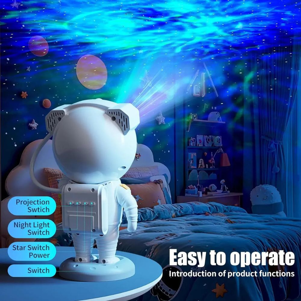 Proyector De Estrella Galaxia Astronauta Bocina Lampara De Noche JN117