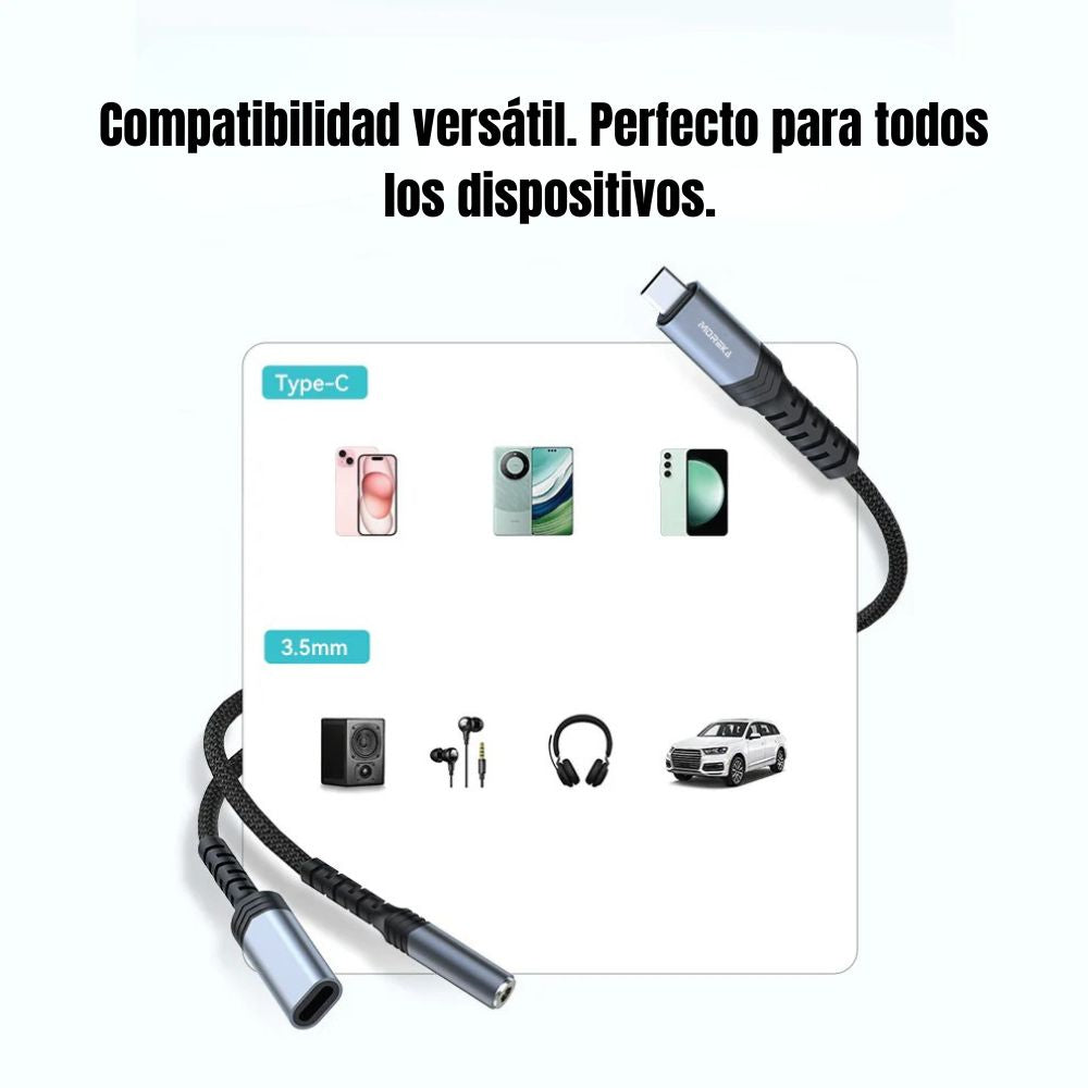 Convertidor Extensor USB-C con división para carga y audio  AU-09
