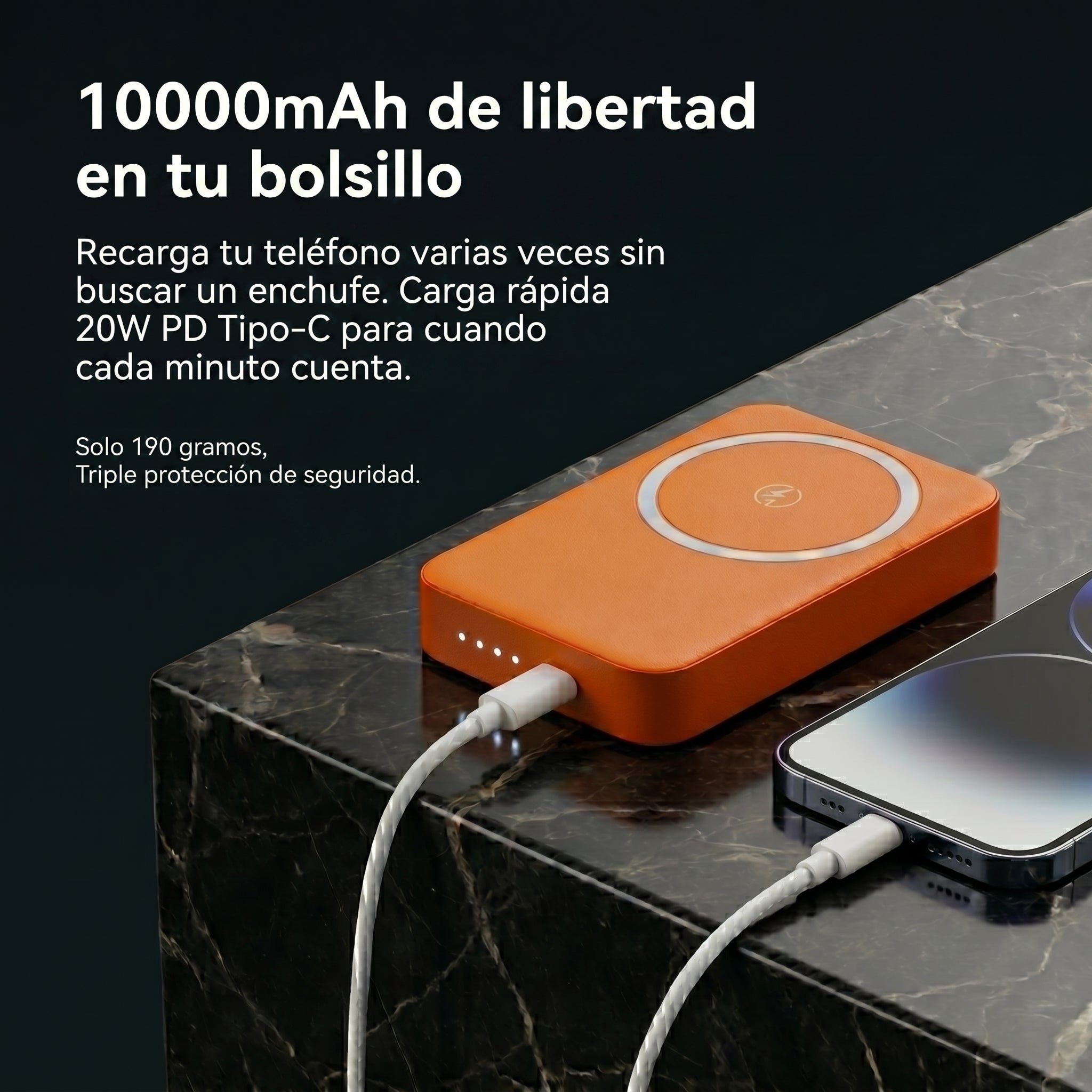 Power Bank Magnético Moreka K109 10000mAh con Carga Rápida Inalámbrica 15W y PD 20W