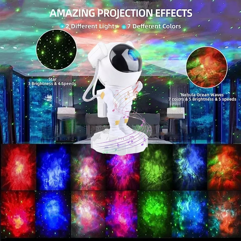 Proyector Bocina De Estrella Galaxia Astronauta Lampara De Noche