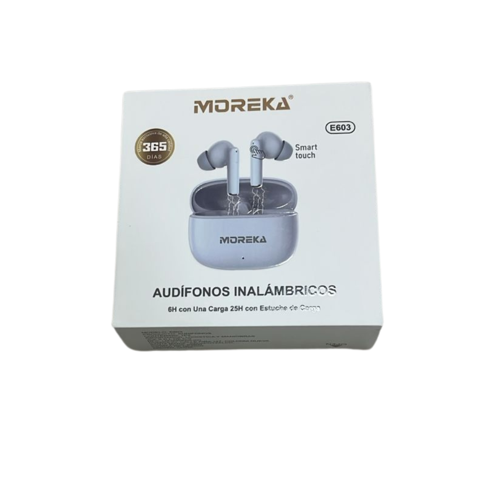 Audífonos Inalámbricos Moreka E603 con 25 Horas de Autonomía Control Táctil y Cancelación de Ruido