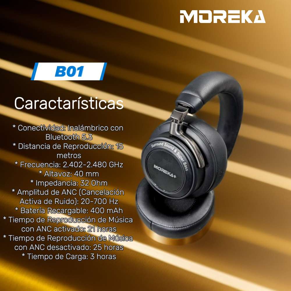 Audífonos Bluetooth Moreka+ B01 Cancelación de ruido