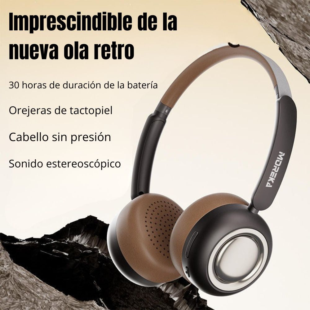 Audífonos Bluetooth V5.4 Moreka BL11 350mAh 40mm Cine panorámico 3D 30 hrs musica