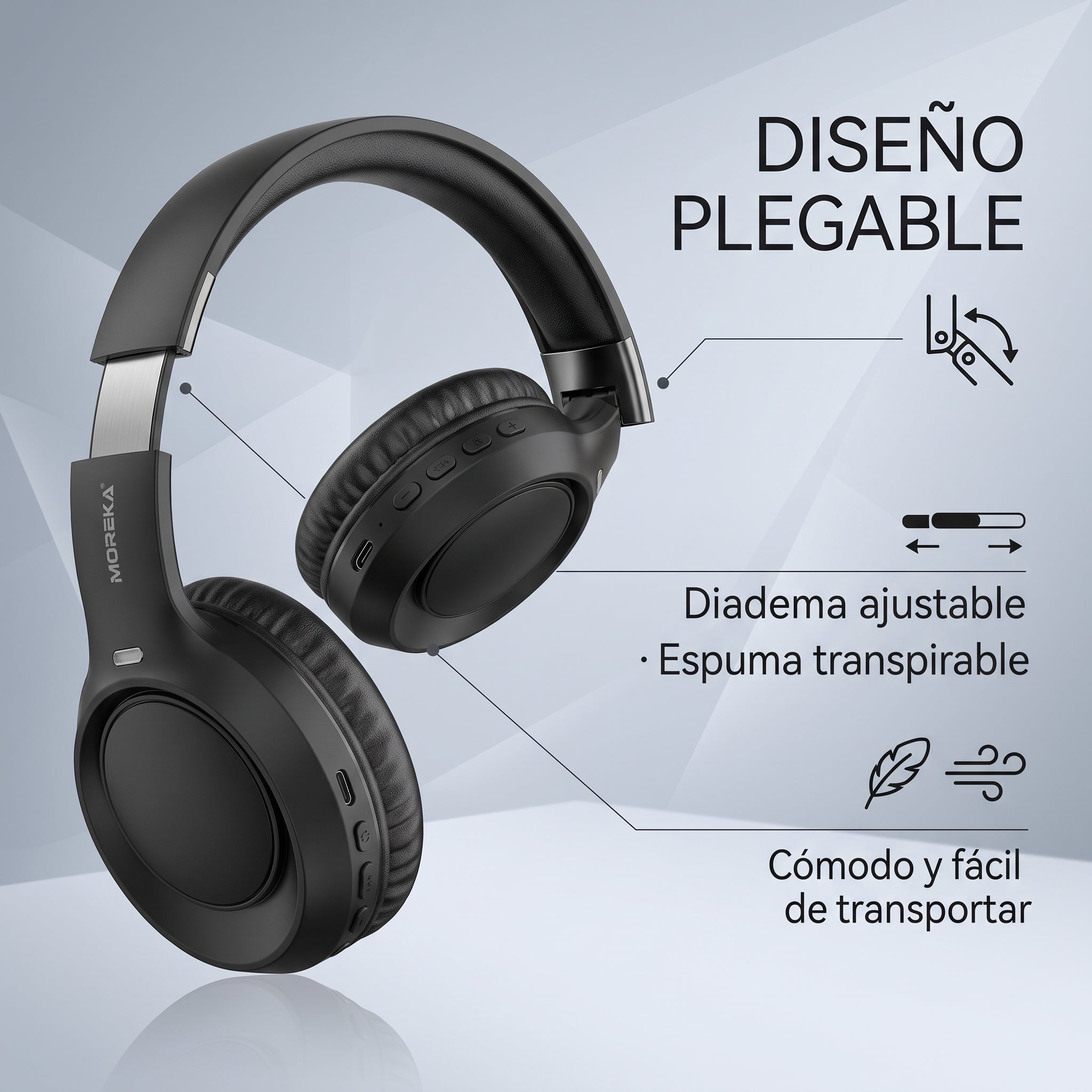 Audífonos Inalámbricos Moreka BL032: Bluetooth 5.4 Diadema