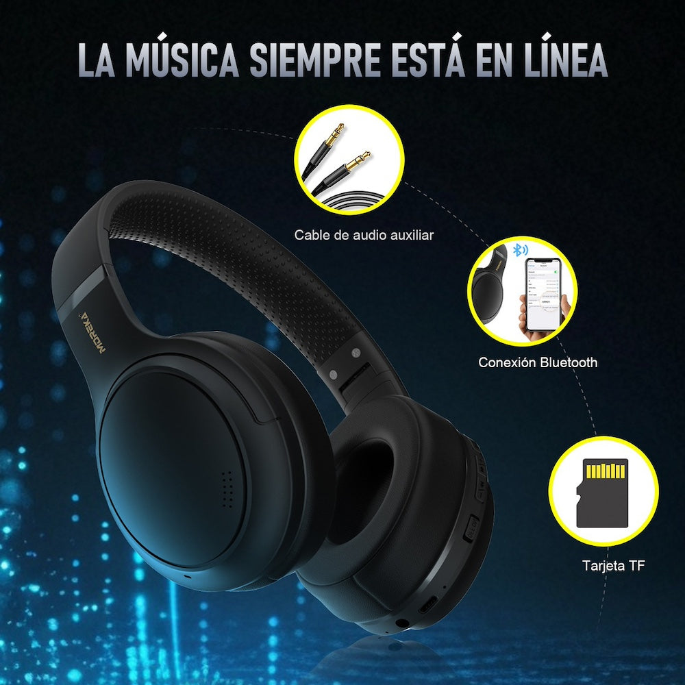 Audífonos Bluetooth Moreka BL018 200mAh 40mm Cancelación de Ruido 18 Hrs IP55