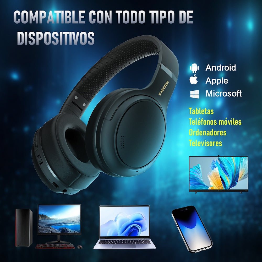 Audífonos Bluetooth Moreka BL018 200mAh 40mm Cancelación de Ruido 18 Hrs IP55