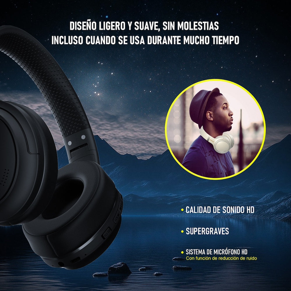 Audífonos Bluetooth Moreka BL018 200mAh 40mm Cancelación de Ruido 18 Hrs IP55