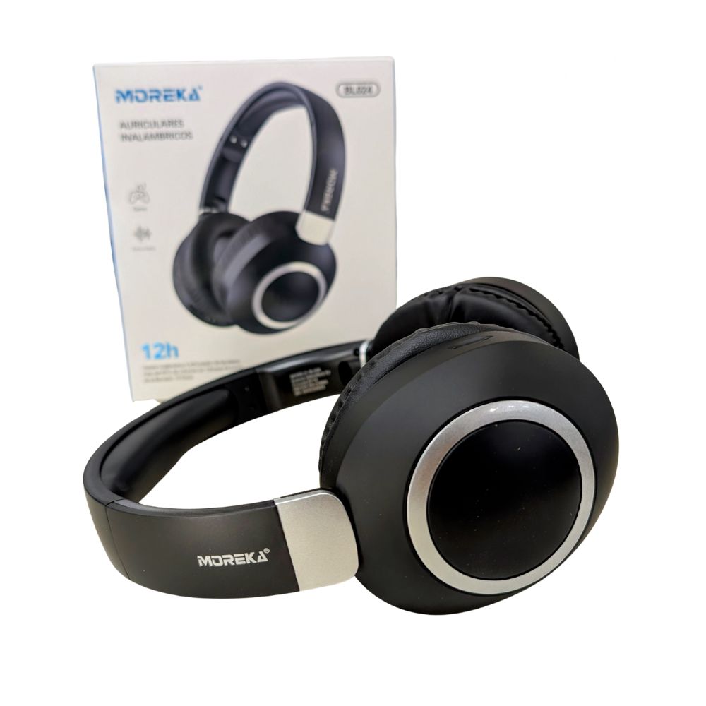 Audífonos Bluetooth 5.4 Moreka BL024 12 horas de musica AUX 3.5mm cancelación de Ruido