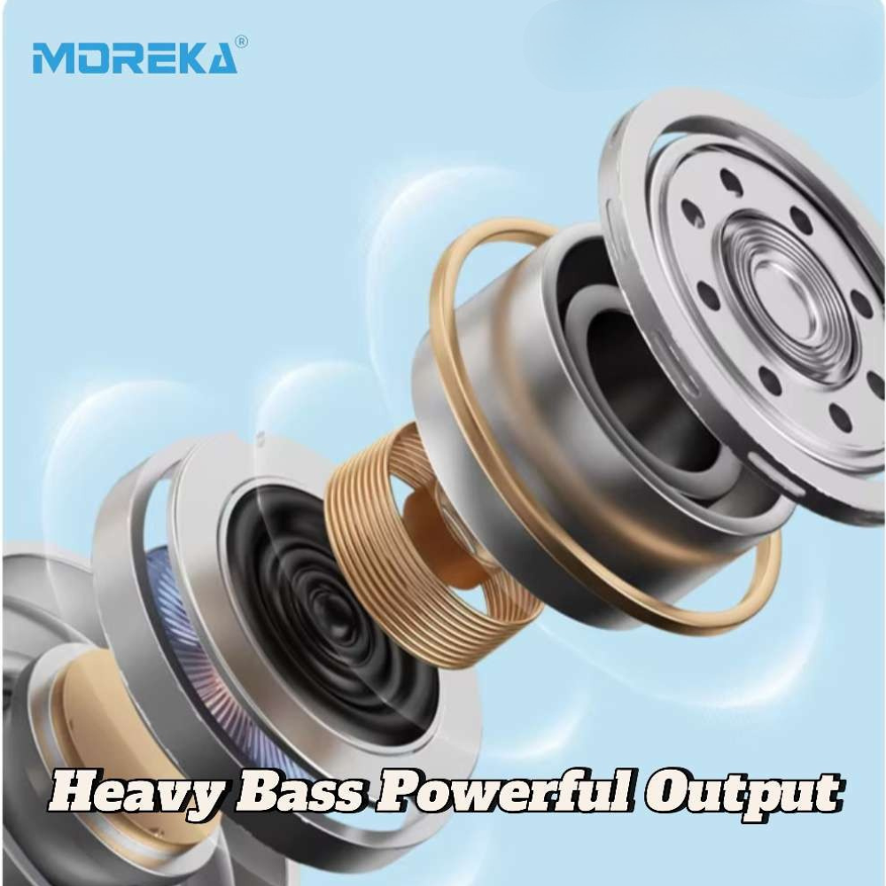 Audífonos Bluetooth V5.4 Moreka BL026 200mAh 40mm Cancelación de Ruido 12 hrs musica