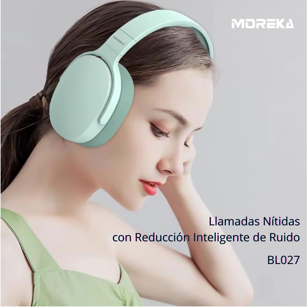Audífonos Bluetooth 5.4 Moreka BL027 12 horas de musica AUX 3.5mm