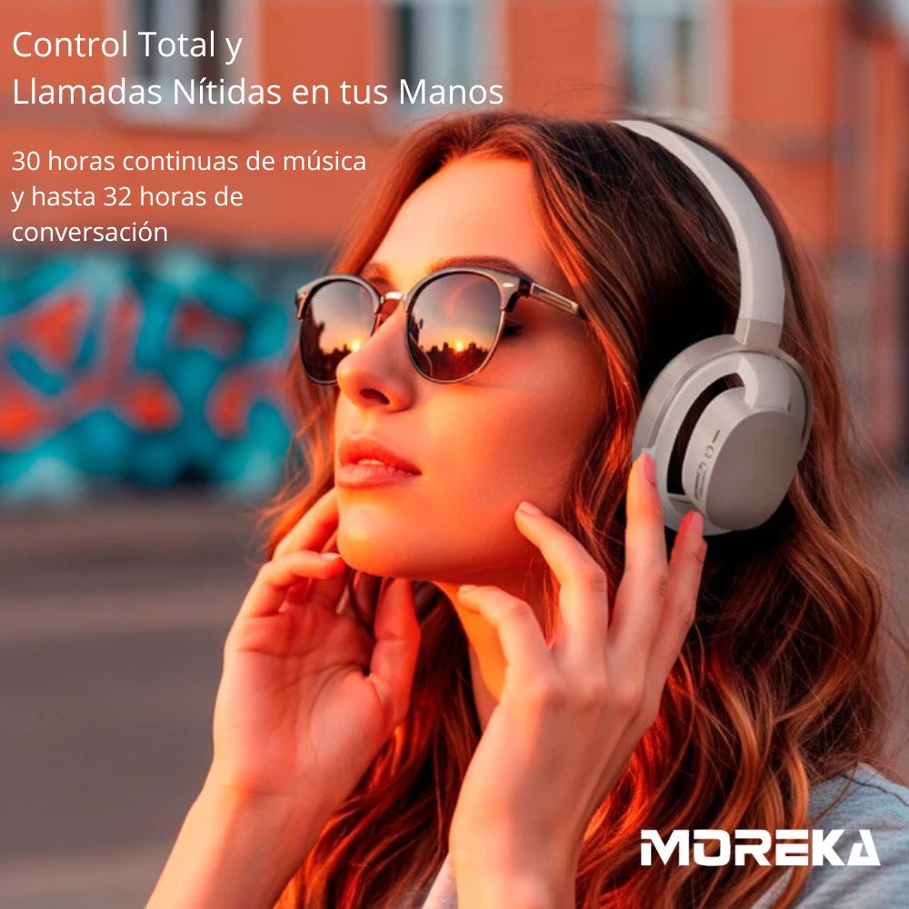 Audífonos Bluetooth 5.4+EDR Moreka BL030 400mAh 40mm 30 Hrs