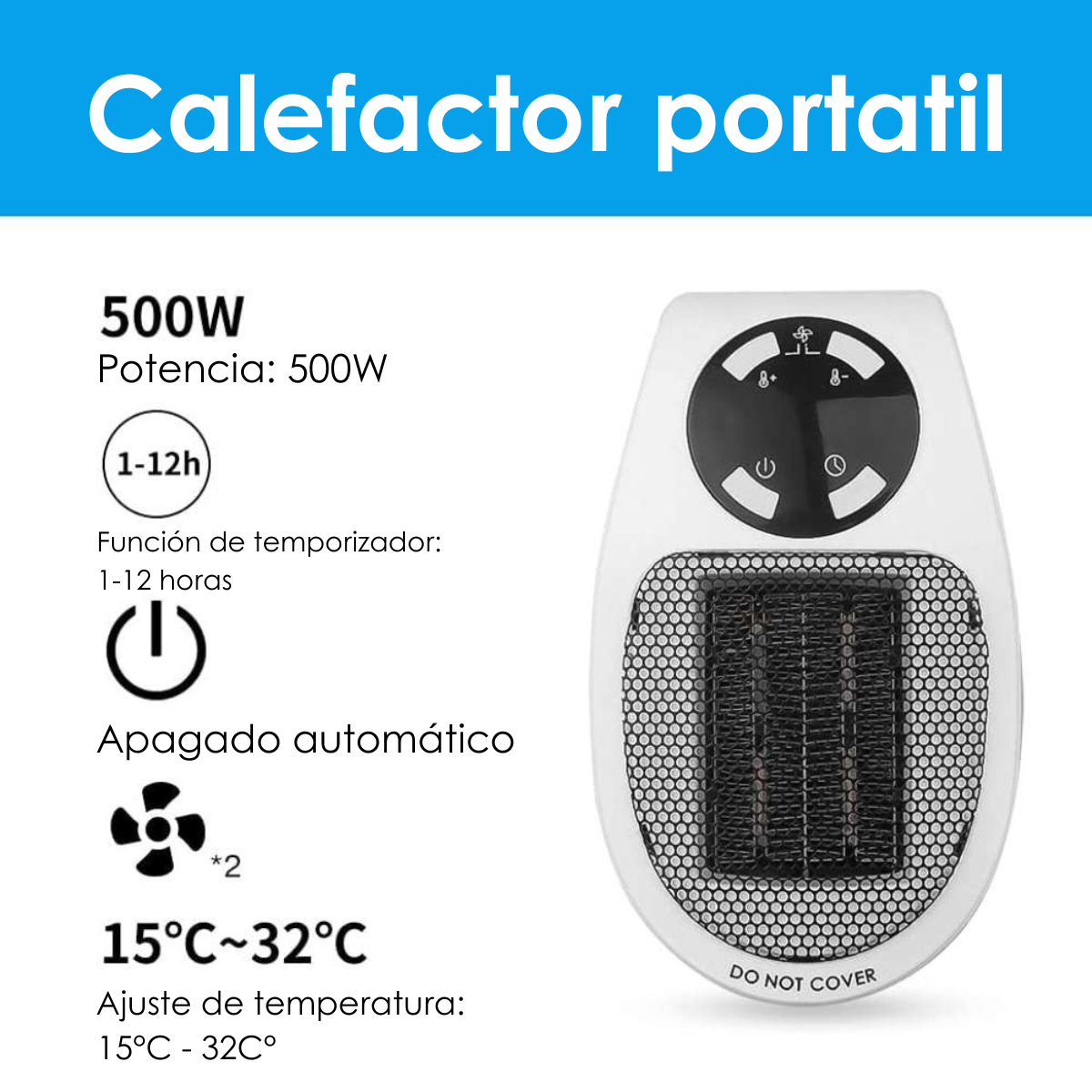 Calentador eléctrico portátil de 500 W de Pared RJG-023