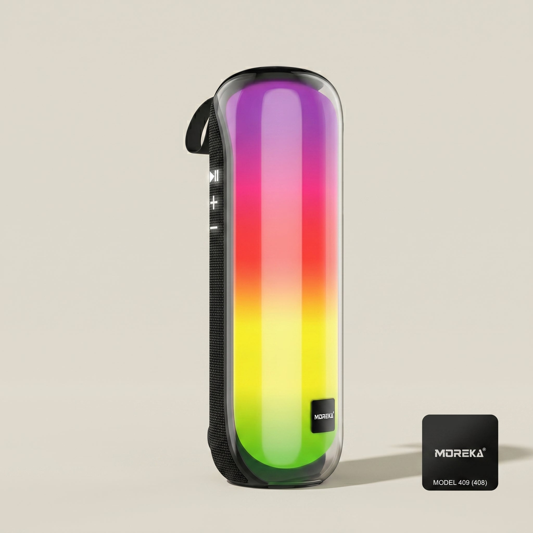 Bocina Moreka 408 14W (2 x 7W) 3000mAh Batería Bluetooth V5.3 IPX5 Resistente al Agua Luz RGB Micrófono Incorporado Radio FM