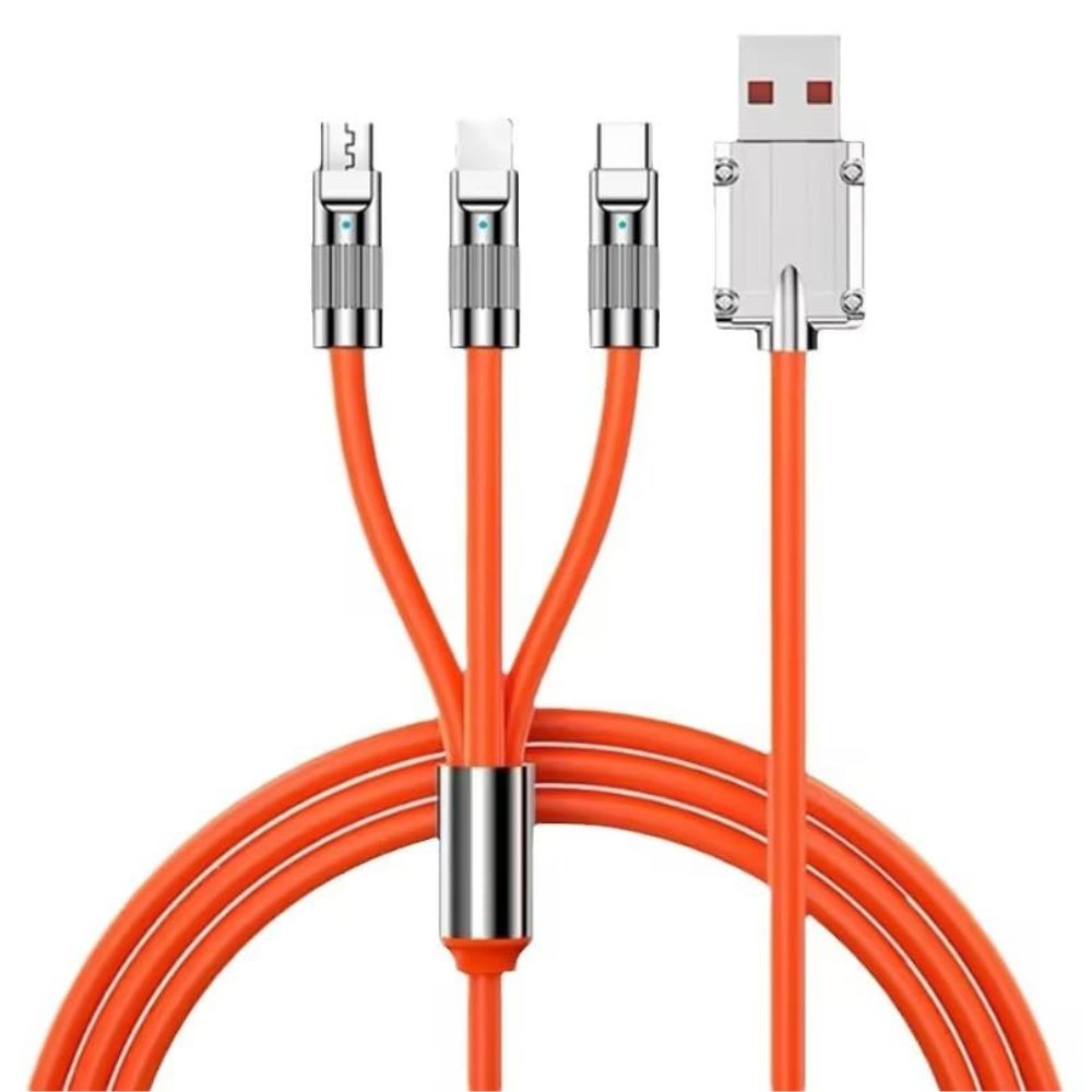 Cable 3 en 1 Moreka CB-042 3.1 A y Datos 1.2 M, Lightning, Tipo C, V8
