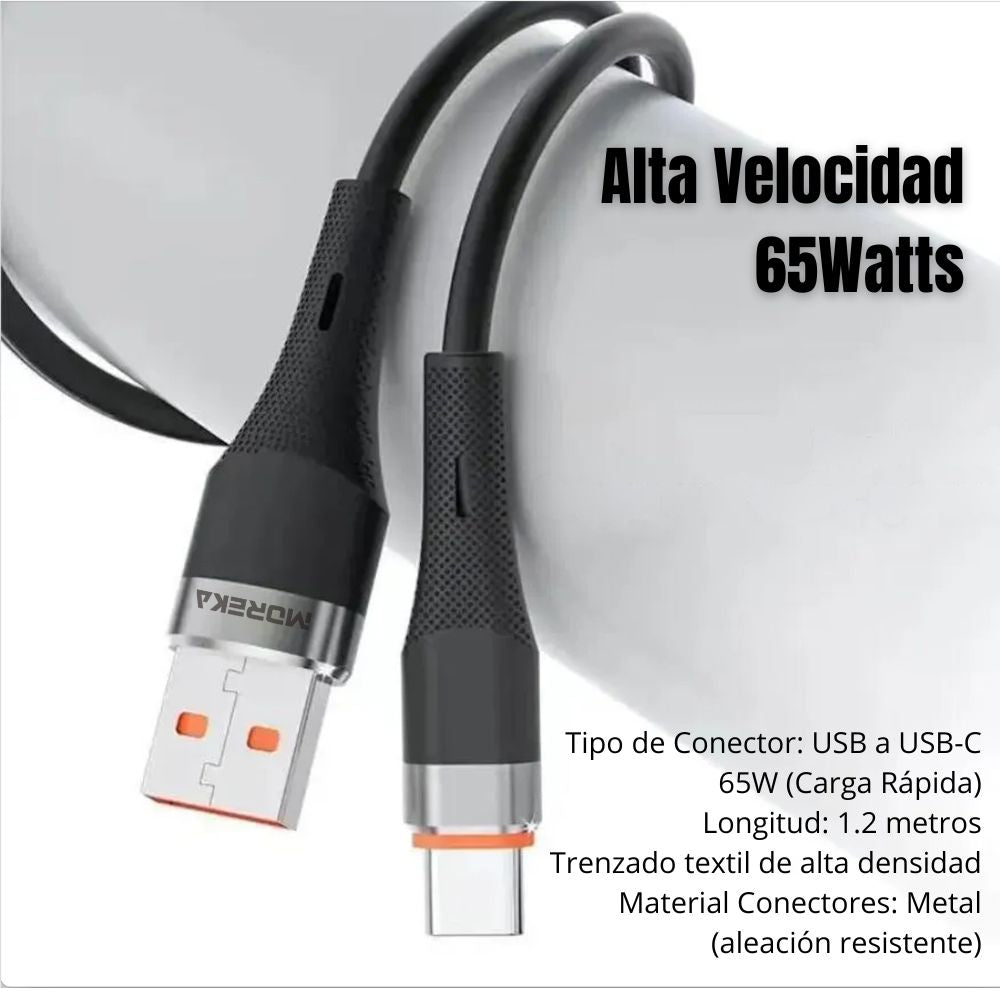 Cable Moreka Tipo C a USB CB-55 65W carga rápida 1.2M