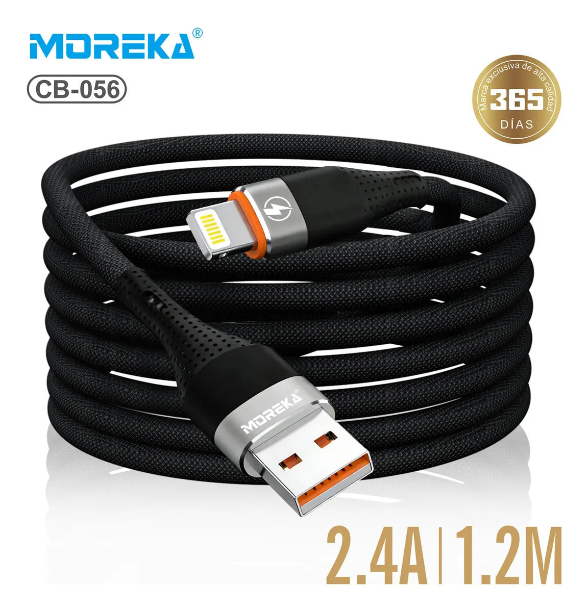 Cable Moreka IP USB 2.4A carga rápida 1.2M CB-056