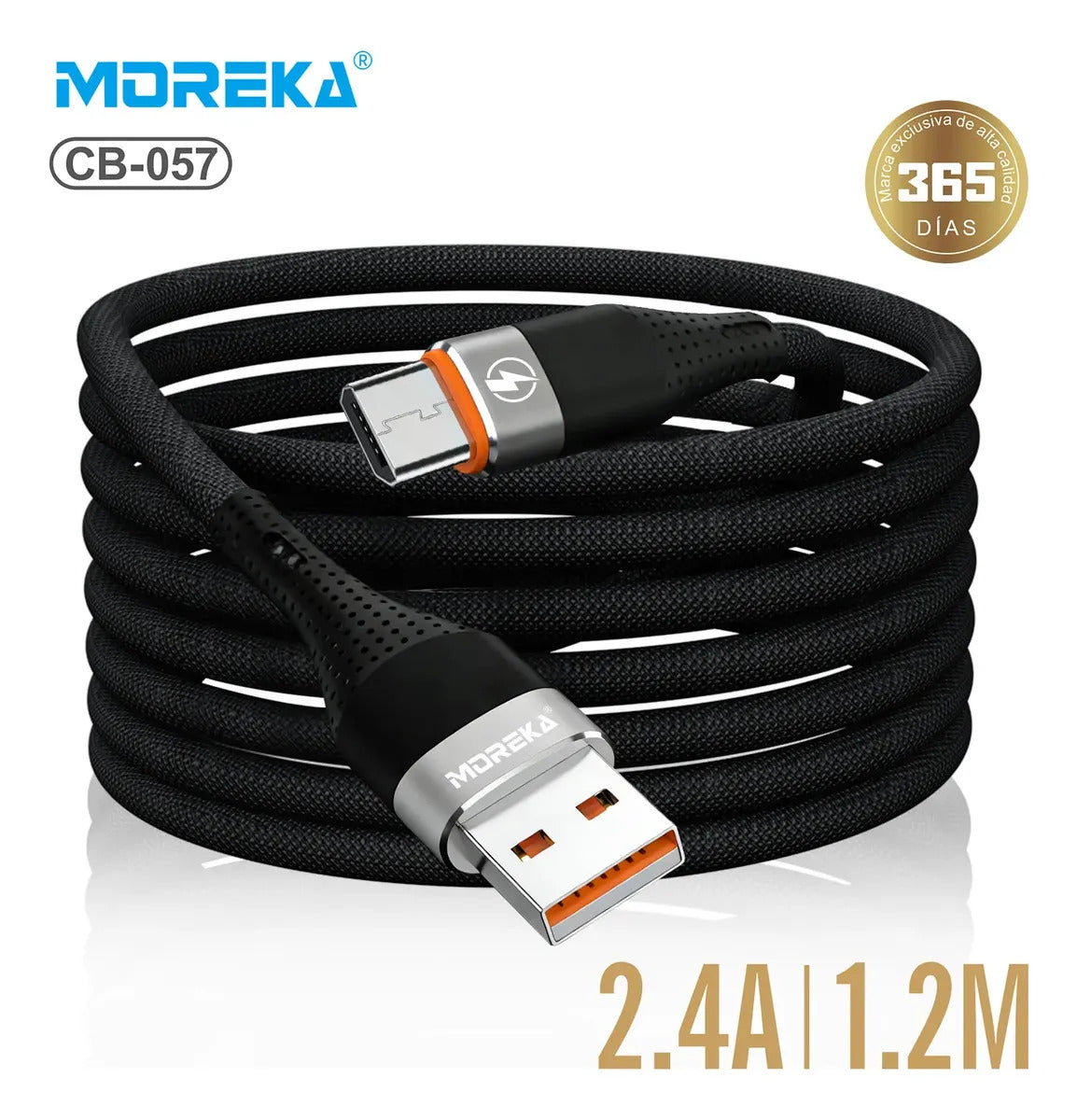 Cable Moreka V8 USB 3A carga rápida 1.2M CB-057