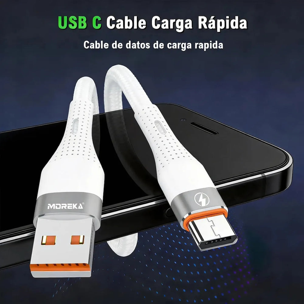 Cable Moreka V8 USB 3A carga rápida 1.2M CB-057