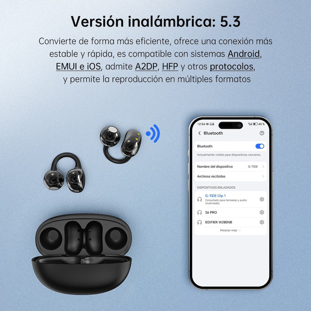 Audífonos CLIP 1 Cancelación Ruido  Audífonos 30mAh / Estuche 300mAh IPX4 G-TIDE