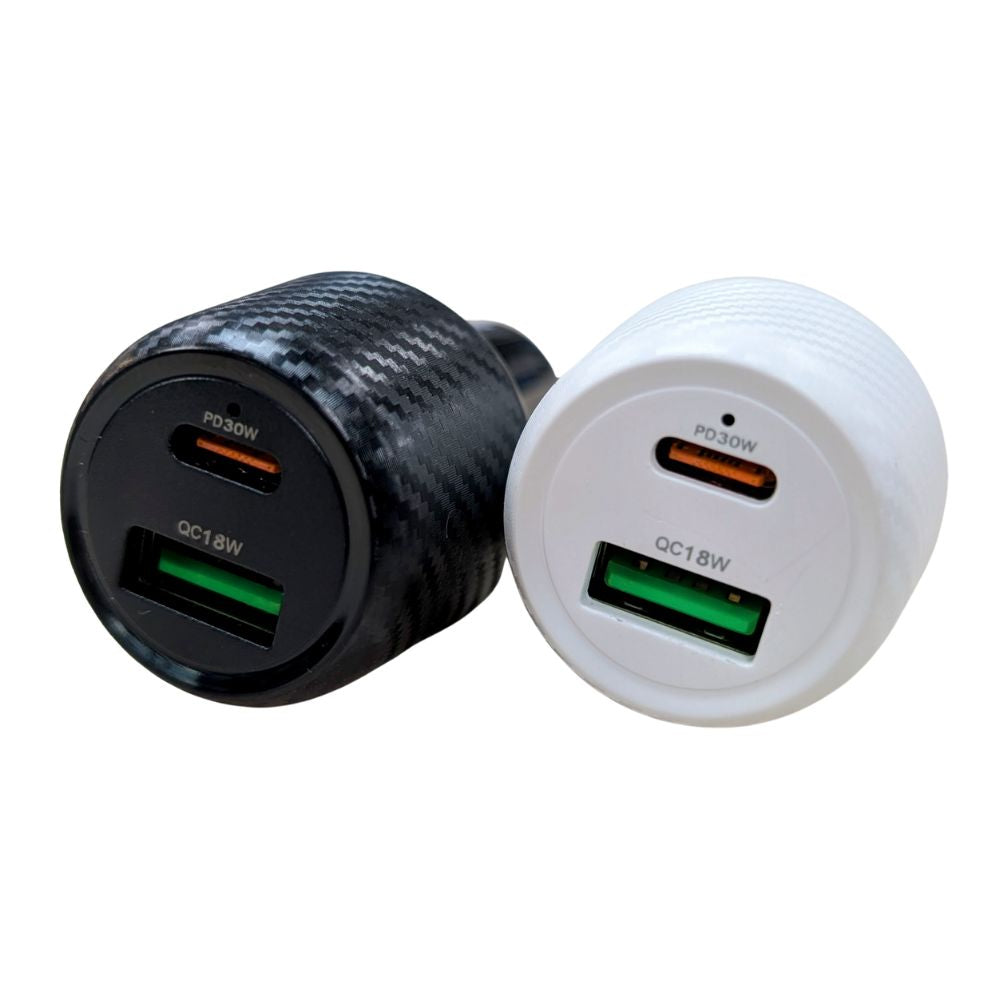Turbo Cargador De Carro 48W PD30W QC18W Moreka CP0012 PlugIn puertos USB y C