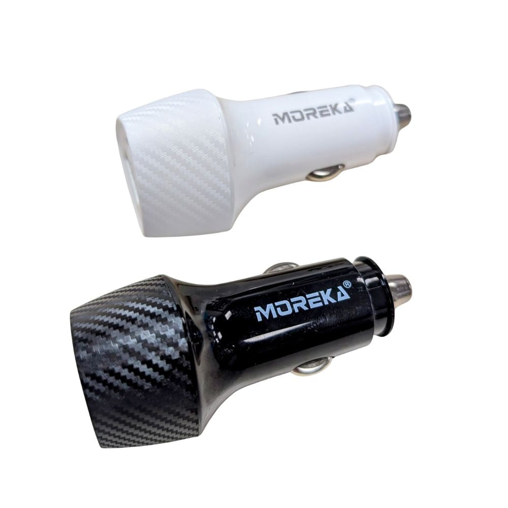 Turbo Cargador De Carro 48W PD30W QC18W Moreka CP0013 PlugIn puertos USB y C