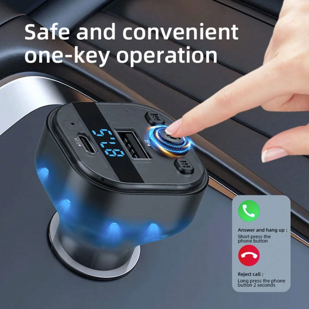 Plug in Trasmisor FM Bluetooth De Carro Moreka CP0074 Plug In 3.1A USB