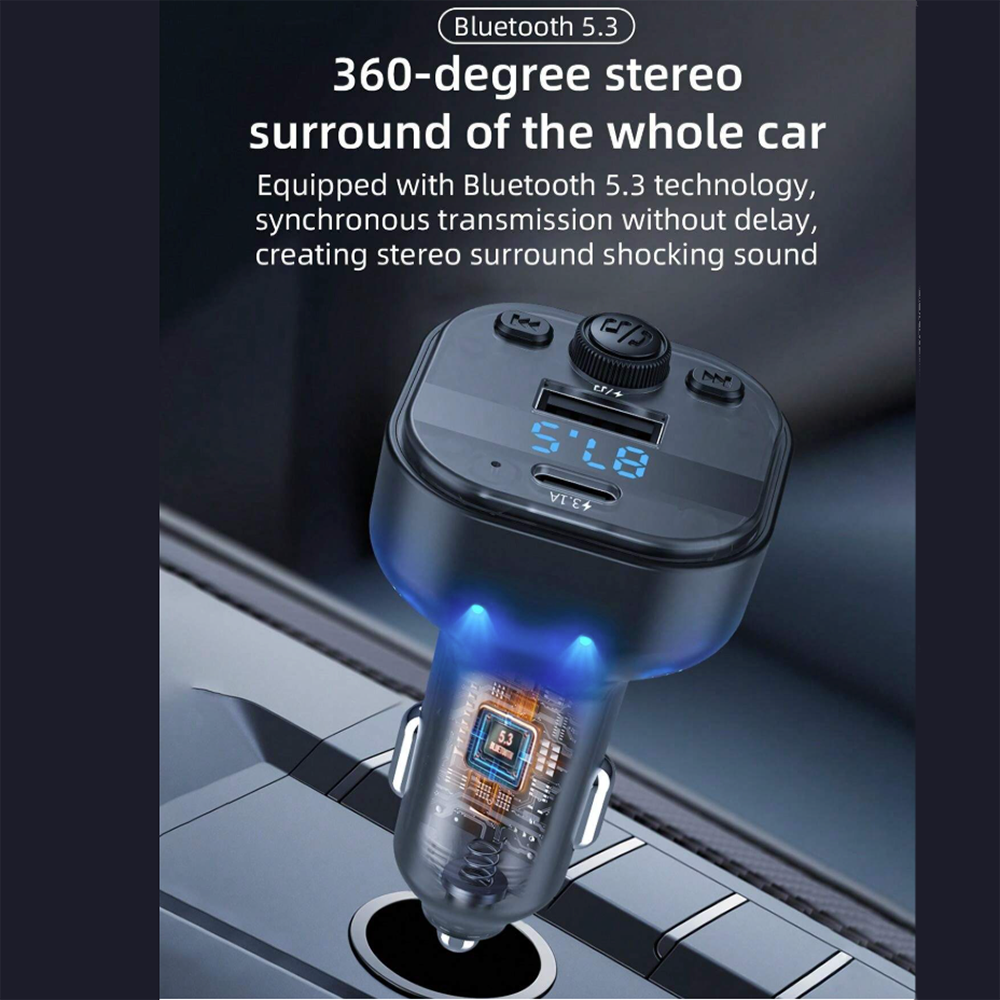 Plug in Trasmisor FM Bluetooth De Carro Moreka CP0074 Plug In 3.1A USB