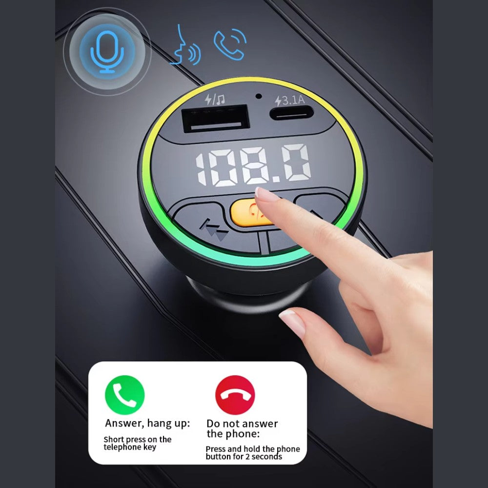 Cargador Trasmisor FM Bleutooth De Carro Moreka CP0074 Plug In 30W USB