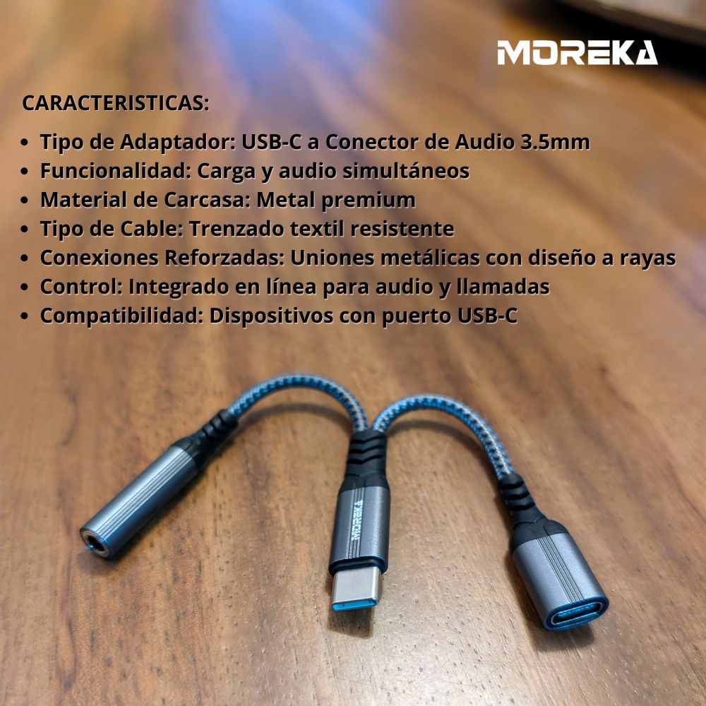 Convertidor Extensor USB-C con división para carga y audio  AU-09