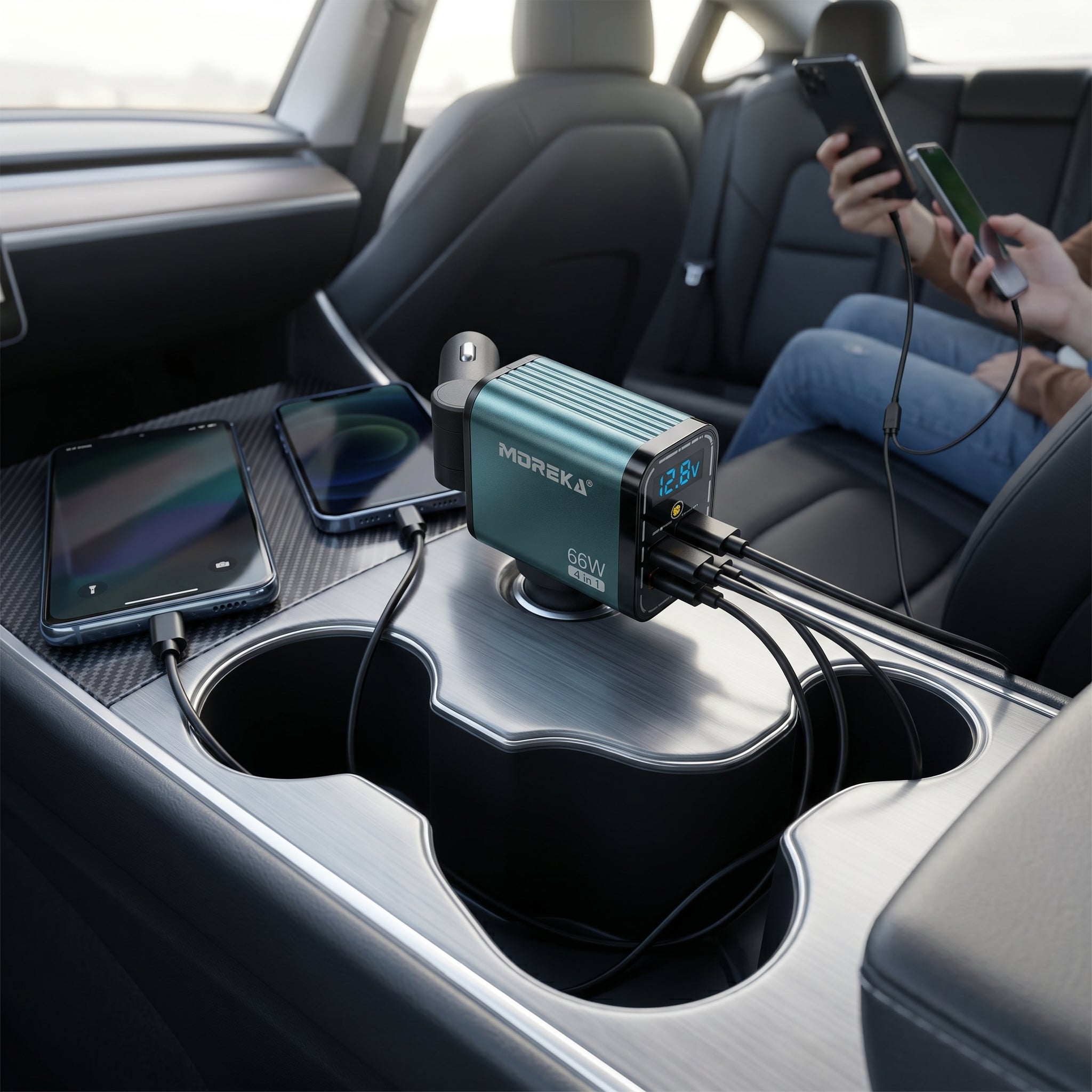 Cargador para Auto 70cm 66W 4 en 1 con Pantalla  Colspo CP0091B