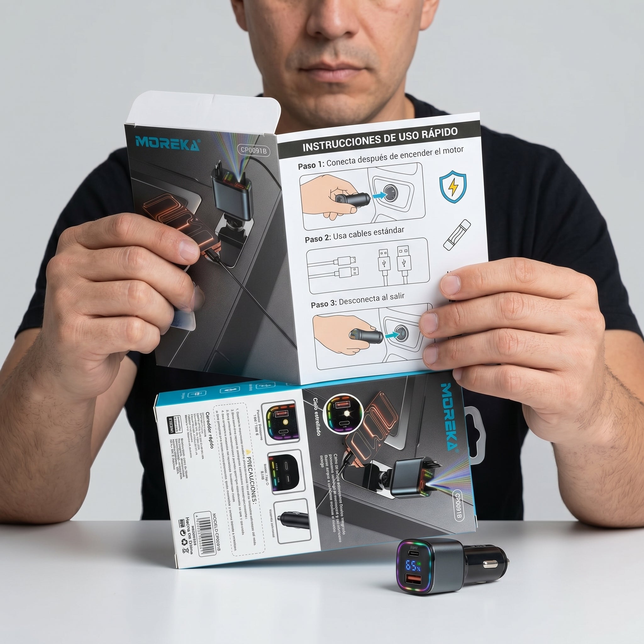 Cargador para Auto 70cm 66W 4 en 1 con Pantalla  Colspo CP0091B