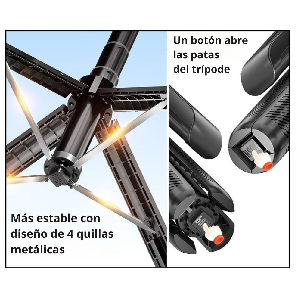 Trípode de seguimiento automático por IA, rotación de 360°, extensible hasta 1.80mts C12