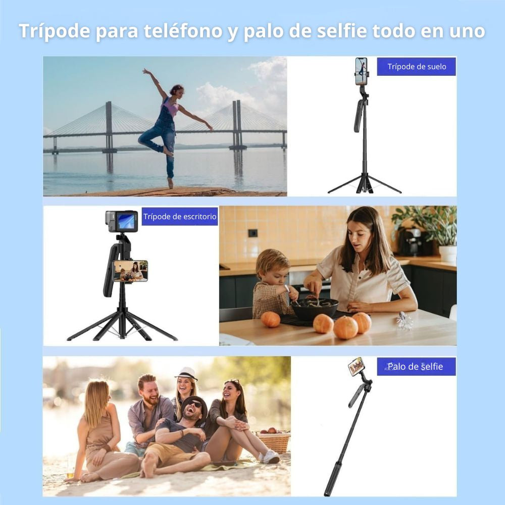 Trípode de seguimiento automático por IA, rotación de 360°, extensible hasta 1.80mts C12