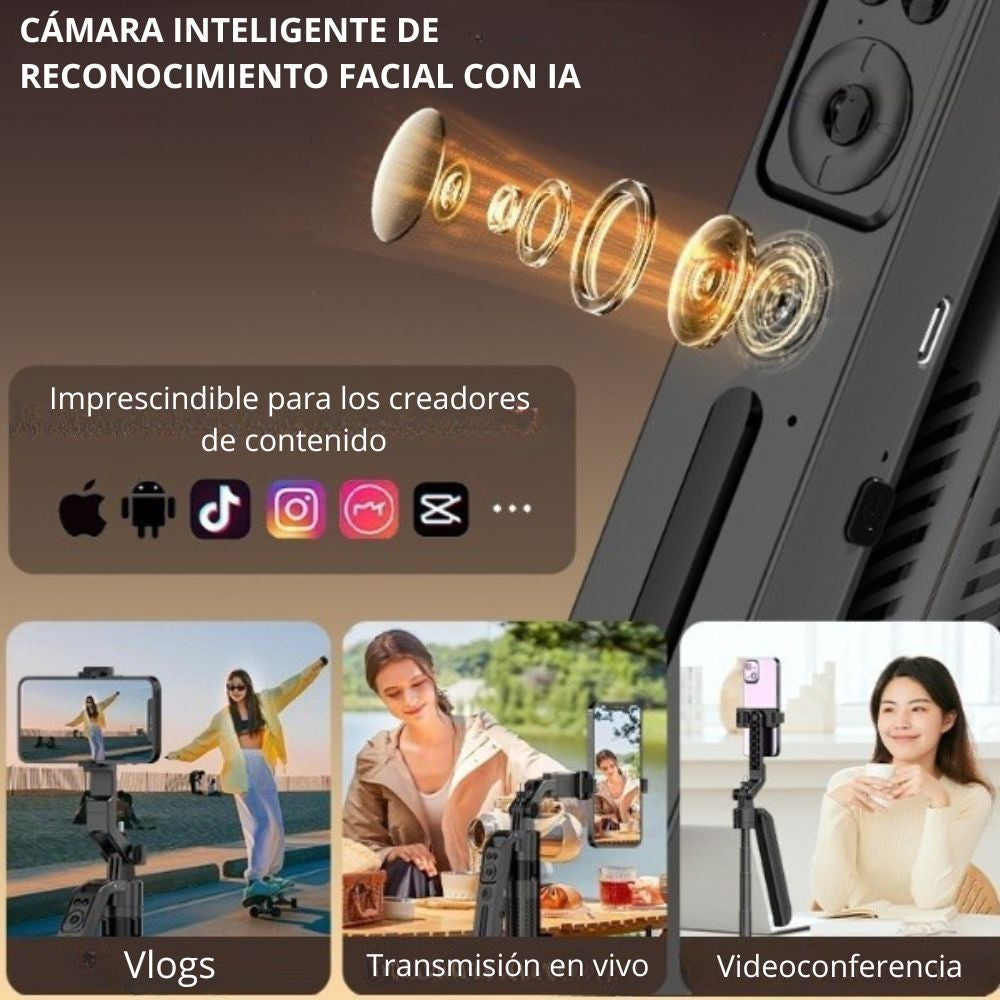 Trípode de seguimiento automático por IA, rotación de 360°, extensible hasta 1.80mts C12
