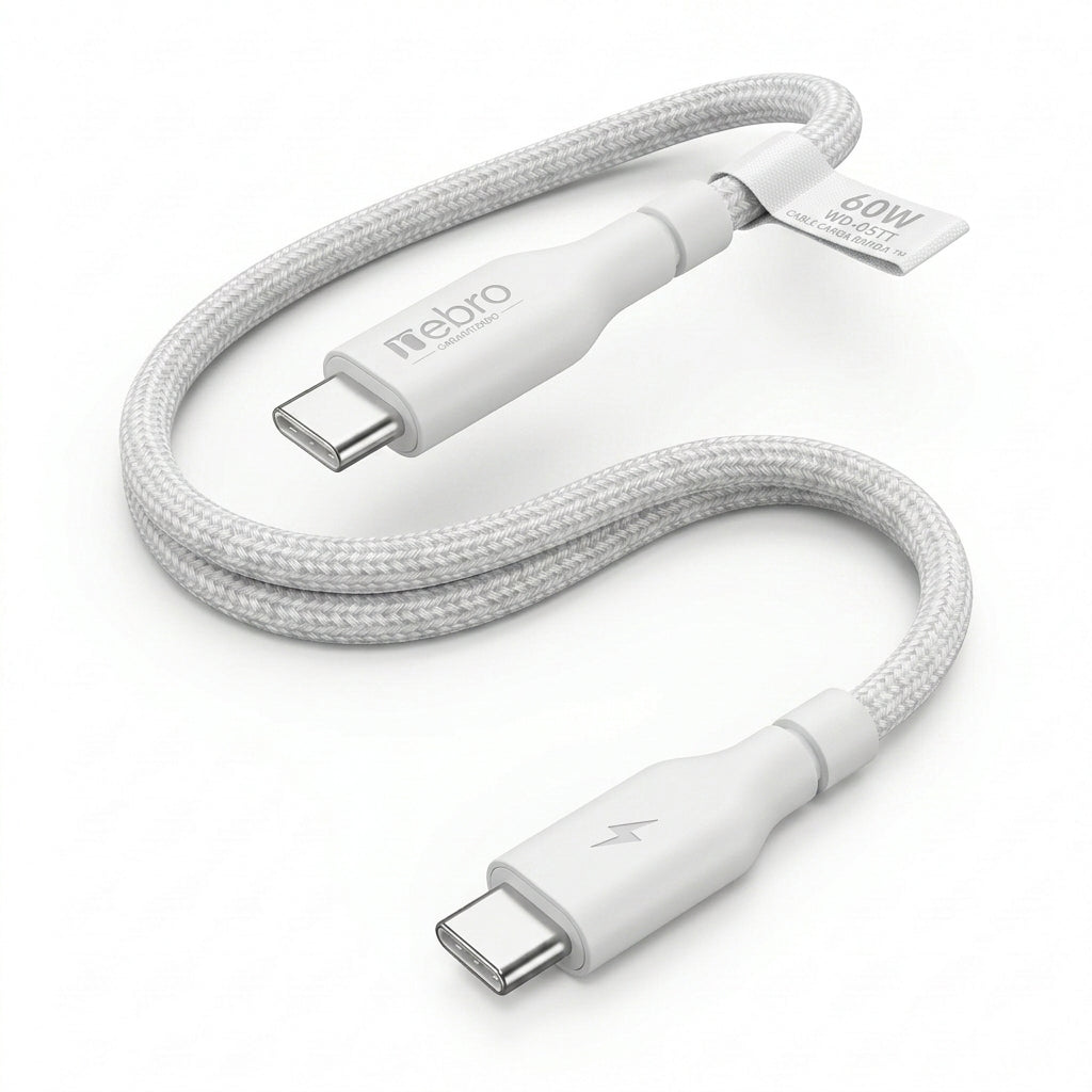 Cable USB-C a USB-C Nebro WD-05TT 1 Metro Carga Rápida 60W 5A