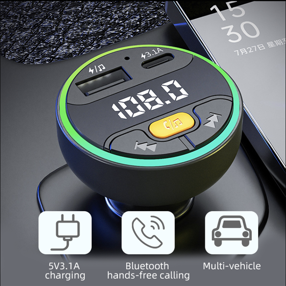 Cargador Trasmisor FM Bleutooth De Carro Moreka CP0074 Plug In 30W USB