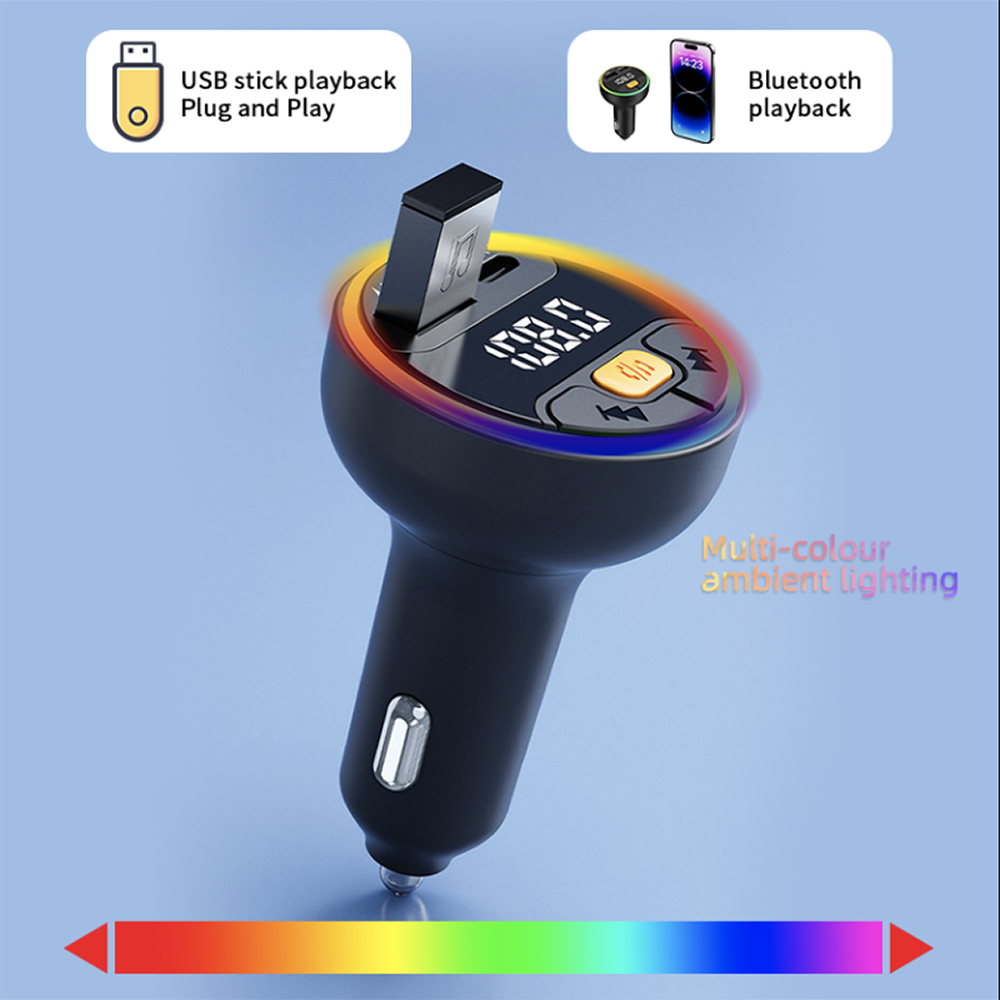 Cargador Trasmisor FM Bleutooth De Carro Moreka CP0074 Plug In 30W USB