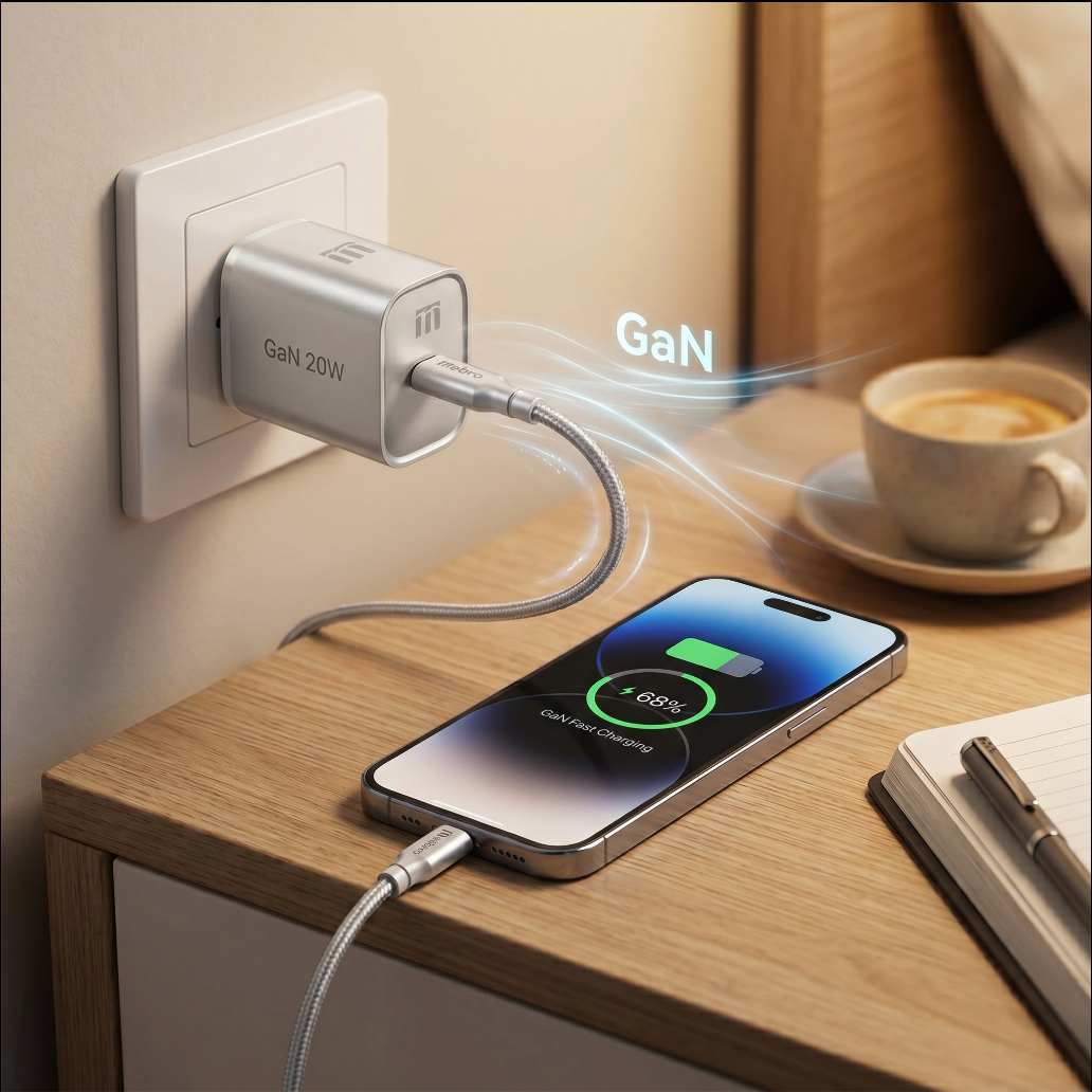 Cargador Mini GaN Nebro VGA-052T 20W Tecnología de Nitruro de Galio USB-C Carga Rápida PD