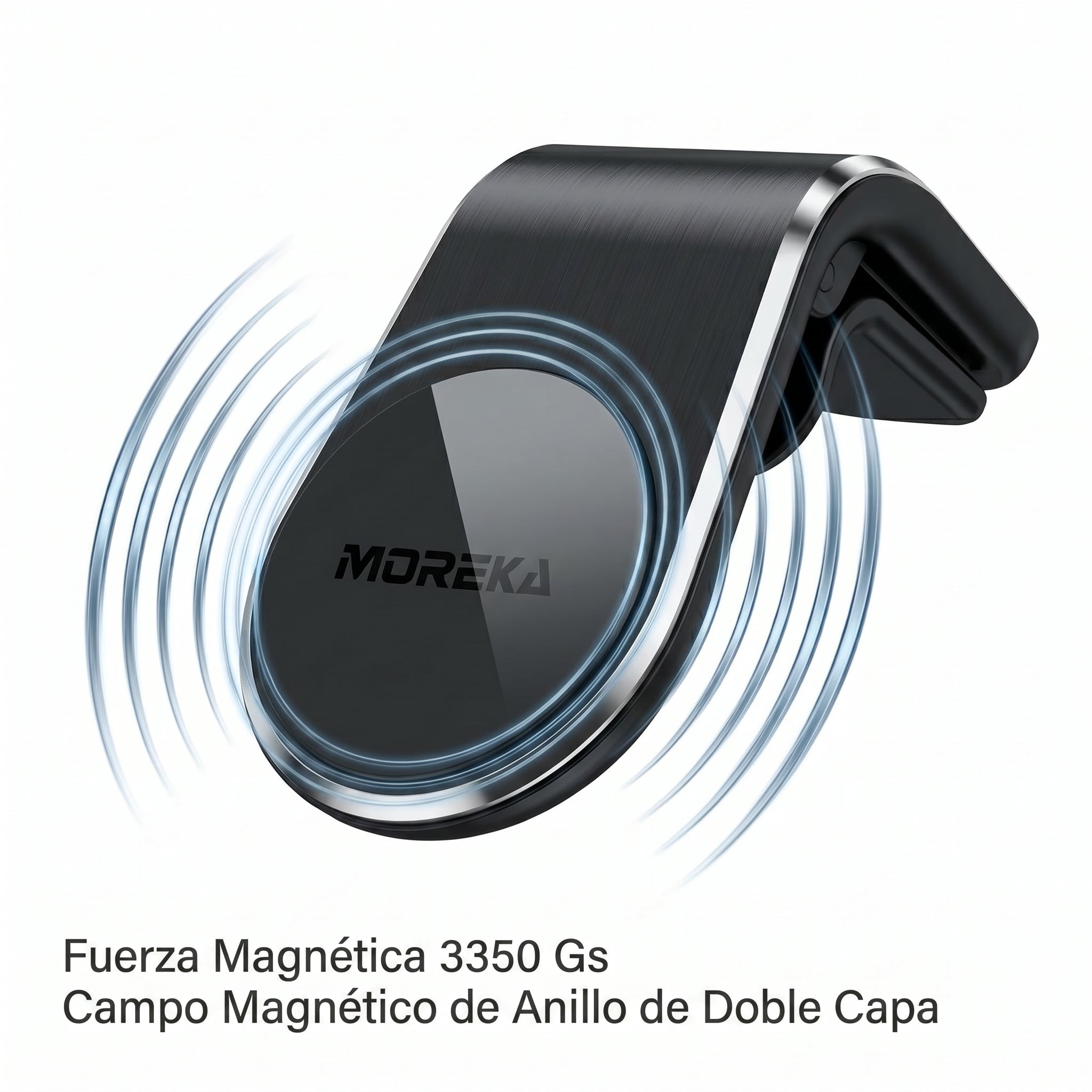 Soporte Magnético para Auto Moreka ZJ-016 Soporte Celular Coche Imantado 360° con Clip Rejilla de Aire Aleación de Aluminio y Fuerza Magnética 3350Gs