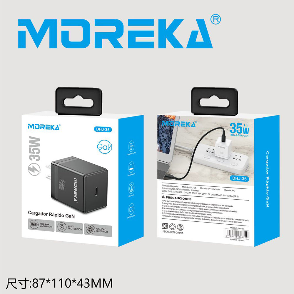 Turbo Cargador GaN 35W puerto C Moreka DHJ-35
